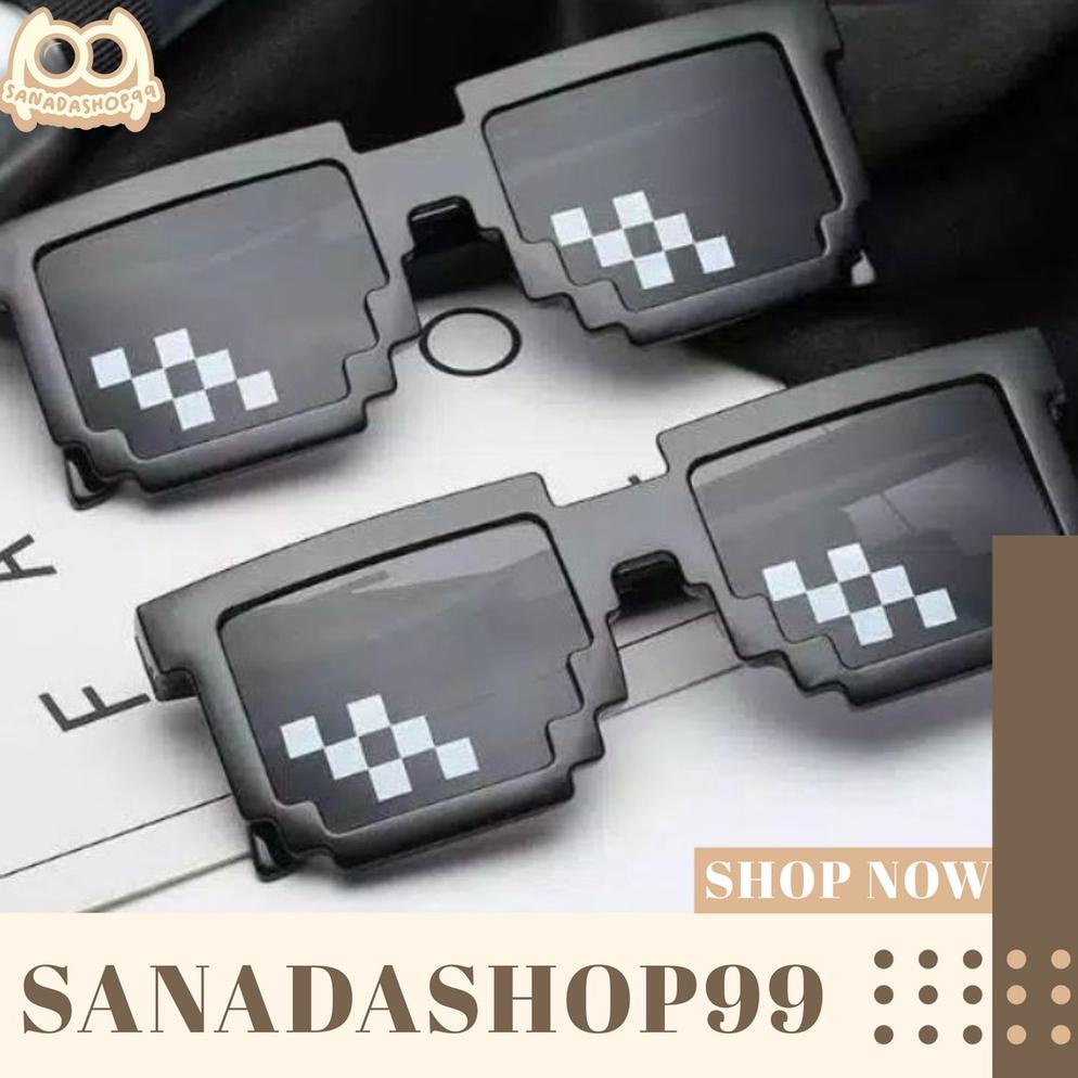 G25 (KM6) Kacamata Thug Life Kotak Oversized Kacamata Mozaic Hitam Thug Life Kacamata Tik Tok BEST S