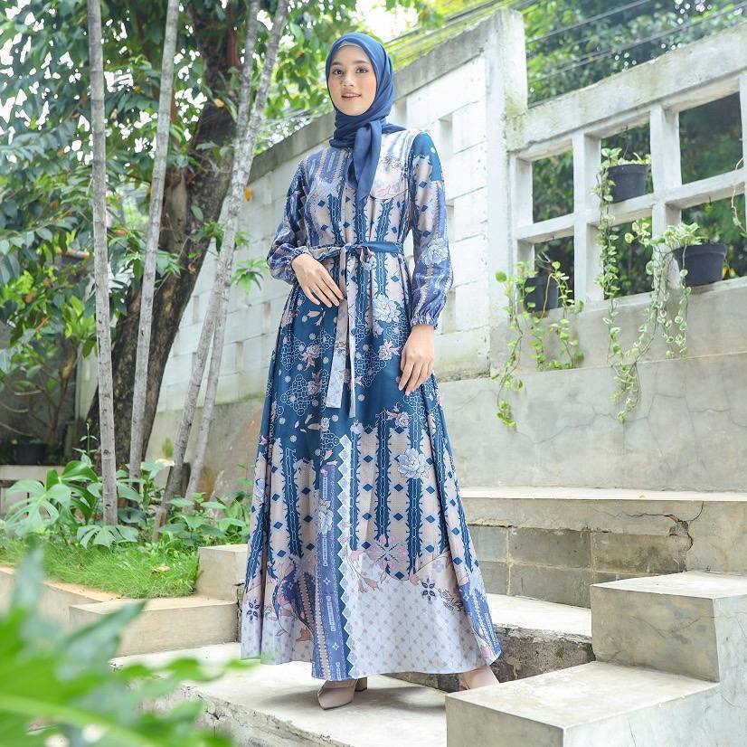 Dress Gamis RONA Baju Wanita Resleting Depan Busui Maxmara Lux