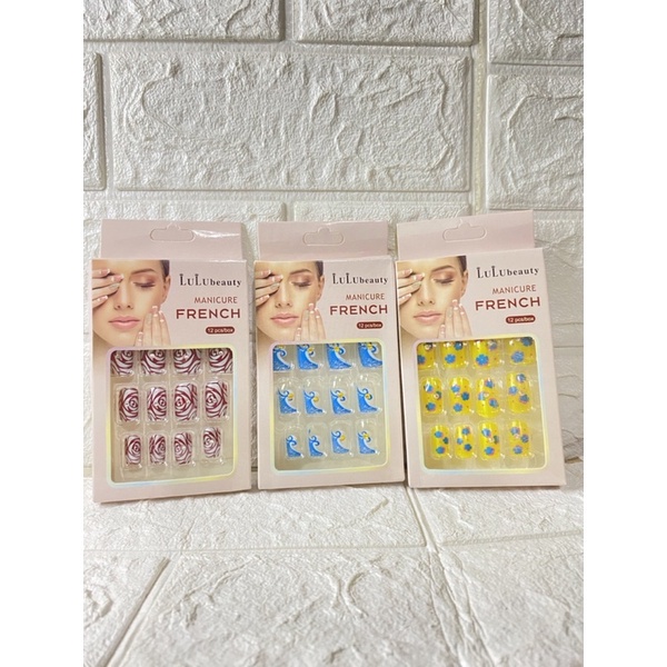 Nail Art Kuku Palsu Wanita Motif Lucu Warna Warni Merk Lulubeauty