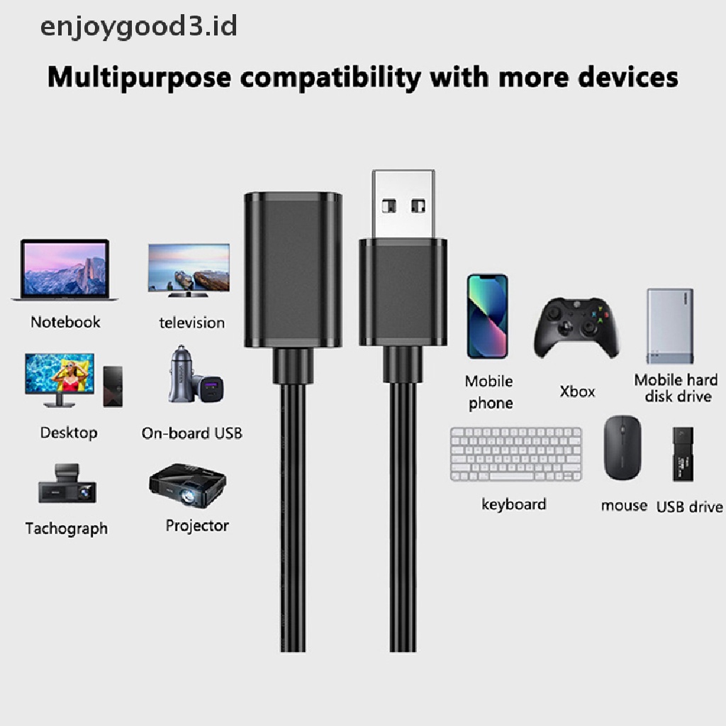 【 Rready Stock 】 Extension USB 2.0 Cable USB to USB Cable Extender Data Cord Fast Speed Transmission Extender Male to Female Data Cord （ ID ）