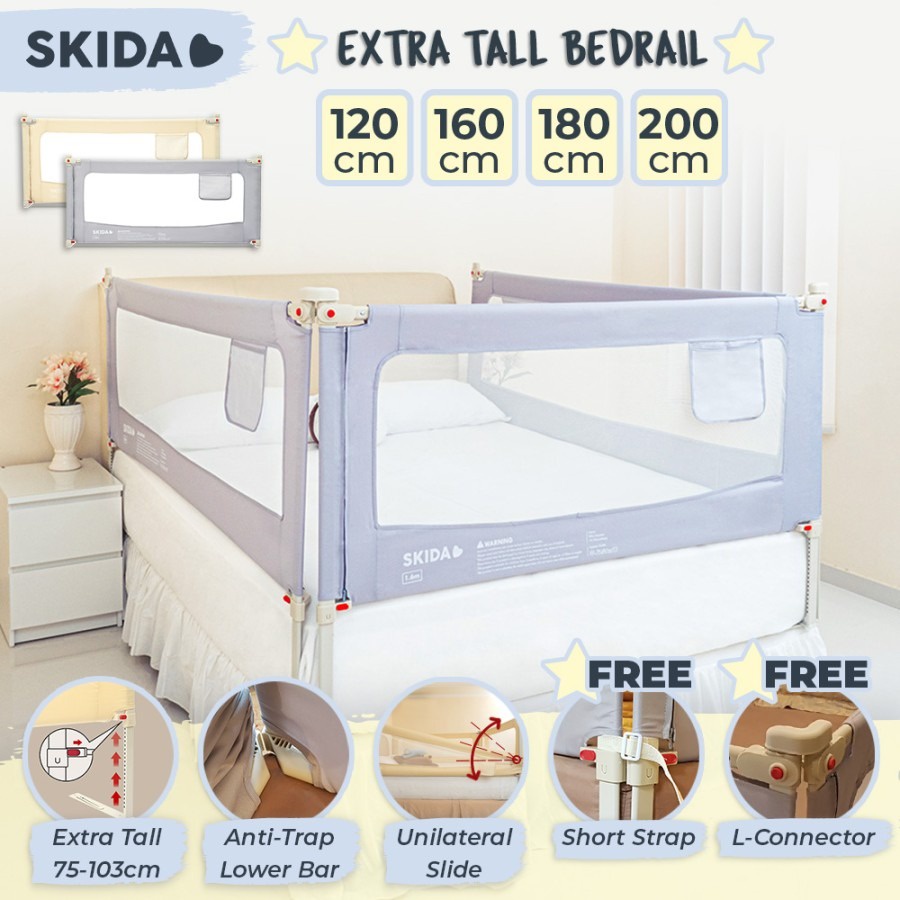 Skida - Extra Tall Bedrail | Pagar Ranjang Kasur Bayi | Bed Guard Rail