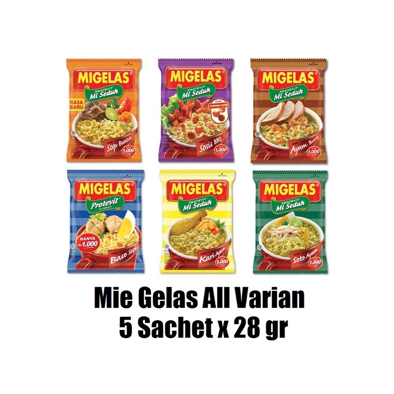 

Mie Gelas 28 gr x 5 Sachet All Varian - Migelas Kari Ayam - Mi Gelas #CNS