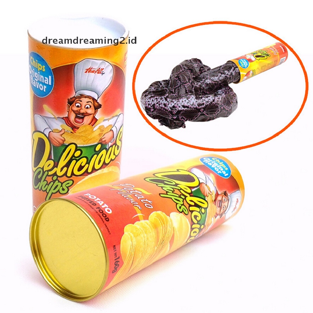 (dream) 1pcs Trick Potato Chip Dapat Novelty Canda Prank Jump Snake Mainan Rumit Lucu.