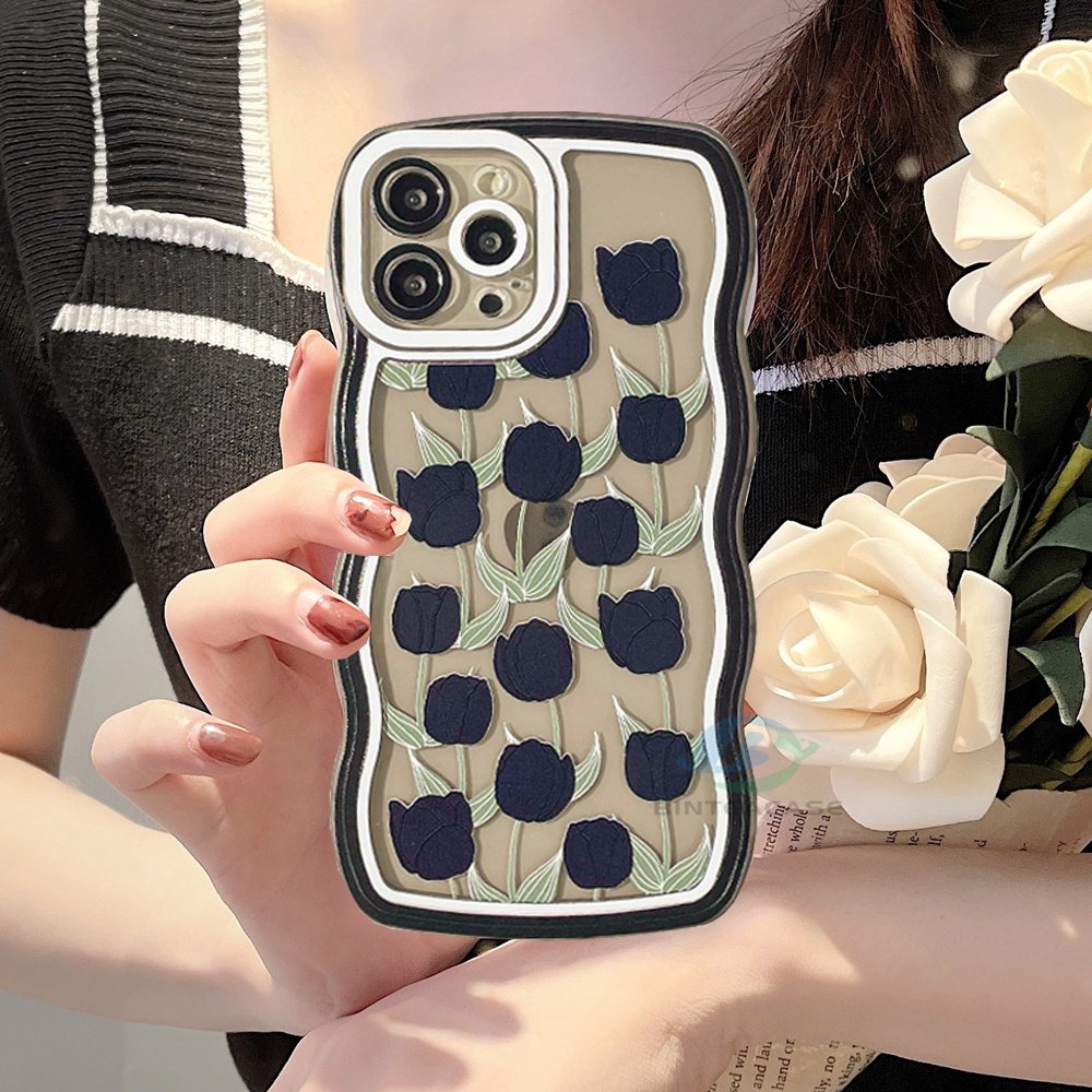 Redmi Note11 Pro Note 11S 10C 10A 9C 9A 10 9T 9 Note10 5G Note10s Note9 Note8 Poco M5S X3 NFC M3 Lukisan Minyak Bunga Mawar Hitam Shockproof Tepi Melengkung TPU Phone Case Binteacase