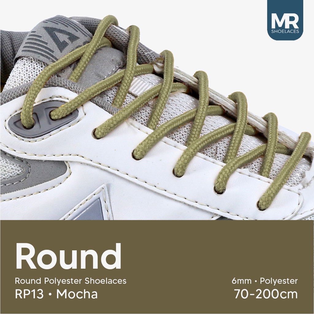 MR Shoelaces RP13 Mocha Moka Tali Sepatu Bulat Round 6mm  70cm 80cm 90cm 100cm 120cm 150dm 180cm 200cm Tali Sepatu Bulat Polyester Premium