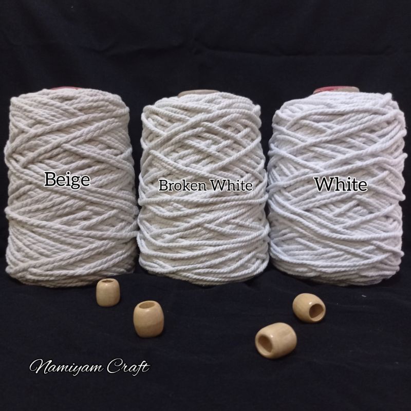 Tali Katun Natural 500Gram / Benang Macrame 4mm 500gr