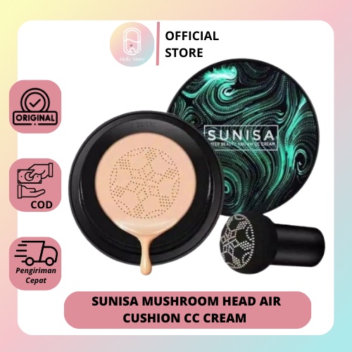 Qeila - SUNISA Mushroom Head Air Cushion BB CC Cream moisturizing Foundation 100% Ori CC CREAM WATERPROOF BPOM | READY STOCK