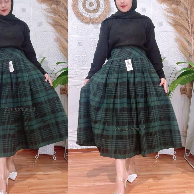 ☀ Rok Flanel 7/8 / rok midi / rok kotak kotak / Rok Flanel Kotak ❉