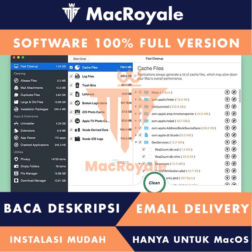 [MacOS] OS Cleaner Pro Disk Cleaner Full Version Lifetime Full Garansi