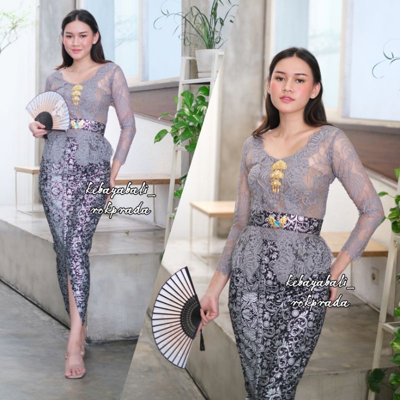 AURA SERIES KEBAYABALI TEPI DEPAN PANJANG MOTIF BUNGA