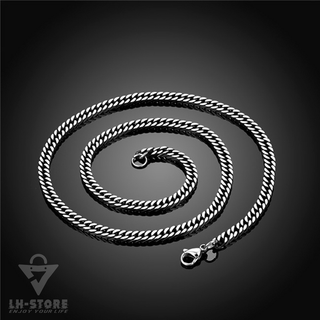 KALUNG RANTAI RAPAT TITANIUM 5MM PRIA WANITA ANTI KARAT TIDAK LUNTUR