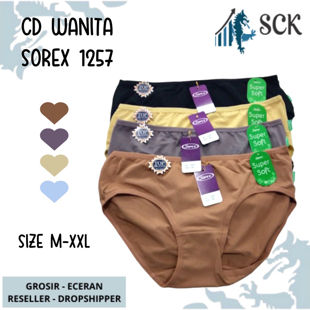 Celana Dalam SOREX 1257 / CD Ukuran M-XXL Bahan Katun / Pakaian Dalam Wanita Aneka Warna Grosir - sckmenwear GROSIR