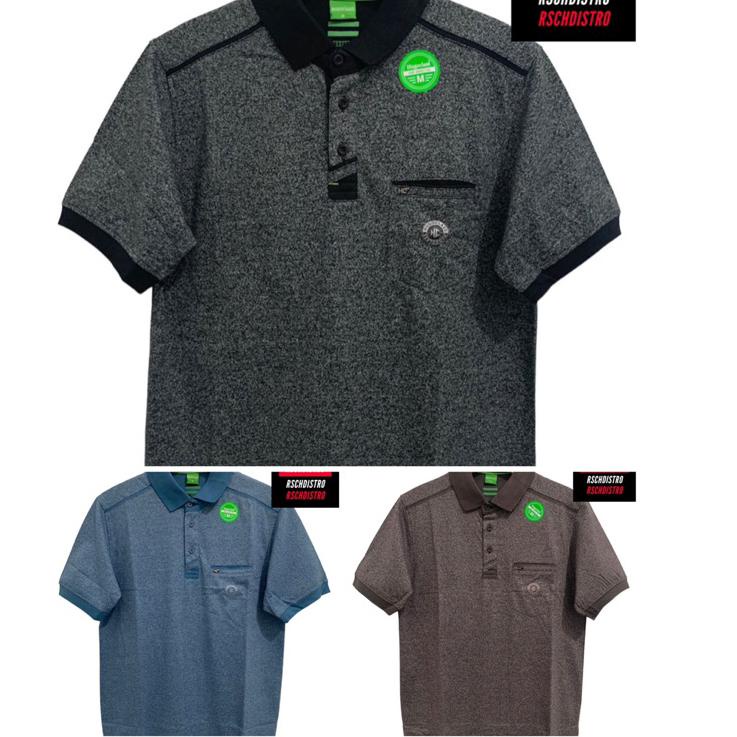 ♙ Kaos Kerah Fasion Pria HUGO CLASS Original Poly Bintik Bercak SYROPEP  M-XXL (Kancing Kantong) ℮