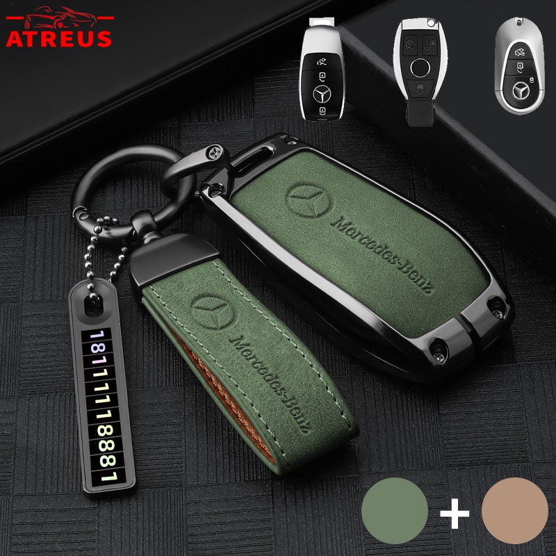 Mercedes Benz Zinc Alloy Leather Case Kunci Mobil Full Wrap Cover Smart Key Protector Untuk W207 W211 W205 W212 W204 W220 W206 W124 W213 W218 W222