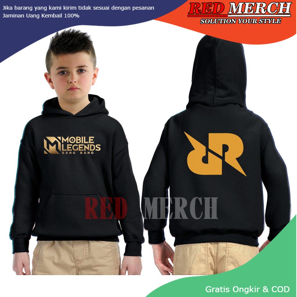 jaket hoodie anak ml mobile legends team rrq hoshi - Red Merch