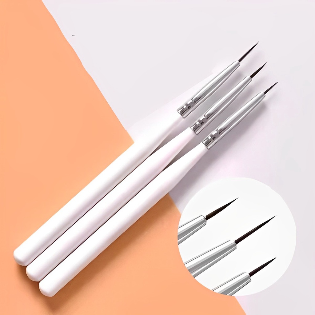 【 COD 】Kuas Kuku Nail Art 3 Pcs / Nail Art Liner Brush / Brush Liner 3PCS