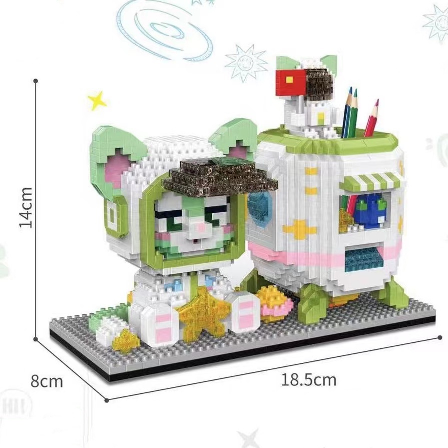 Kompatibel Dengan Lego Micro-Particle Spaceman Pen Holder Astronot Blok Bangunan Bintang Delu Rakitan Dewasa Desktop Orna