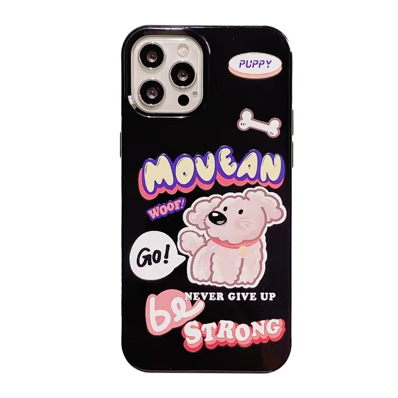IPHONE Ins Thinking Puppy Cocok Untuk Iphone14 14pro 14plus 13 13mini 13pro 13prm iPhone12 7Plus 8Plus Xr XS 13 12mini Pro Max Empat Sudut Casing Ponsel Tahan Guncangan