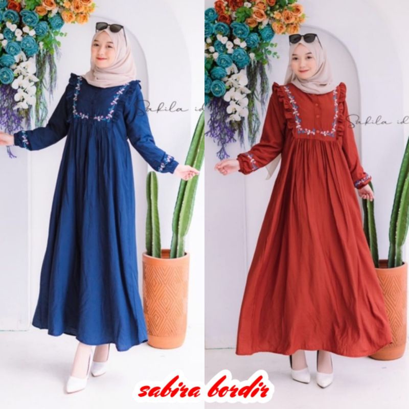 Fashion Muslim Gamis MAROKO ZARETA BORDIR Dress Maxy mewah bordiran rempel terlaris