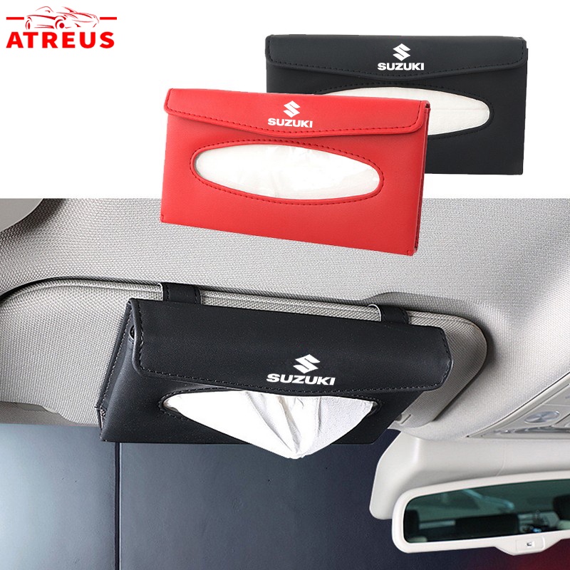 Suzuki Tempat Penyimpanan Tisu Sun Visor Mobil Auto Paper Towel Kulit Tissue Box Untuk ERTIGA Splash Swift XL7 SX4 Jimny Vitara Katana