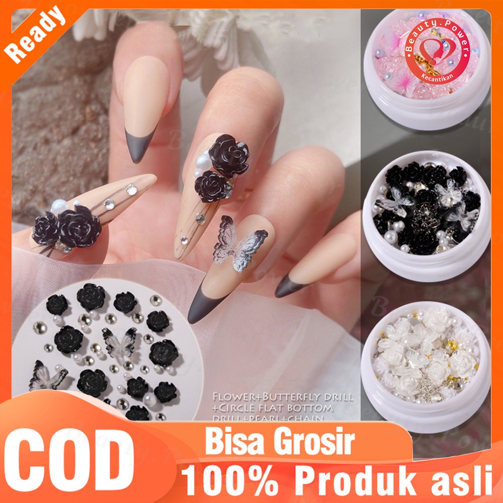 Ornamen Manik-Manik Bunga 3D Bahan Akrilik Untuk Dekorasi Nail Art