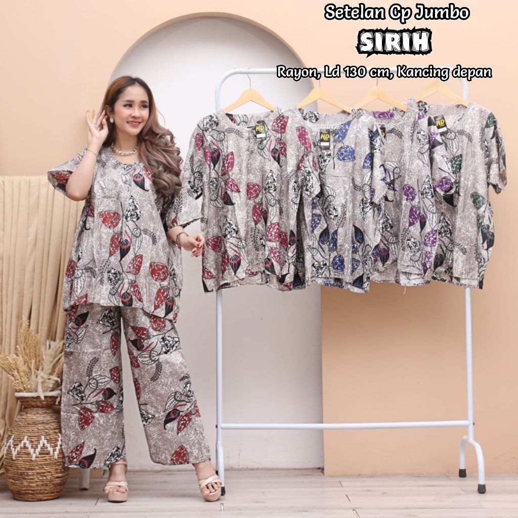 one set babydoll kulot jumbo wanita celana panjang rayon setelan CP lukis piyama batik pekalongan