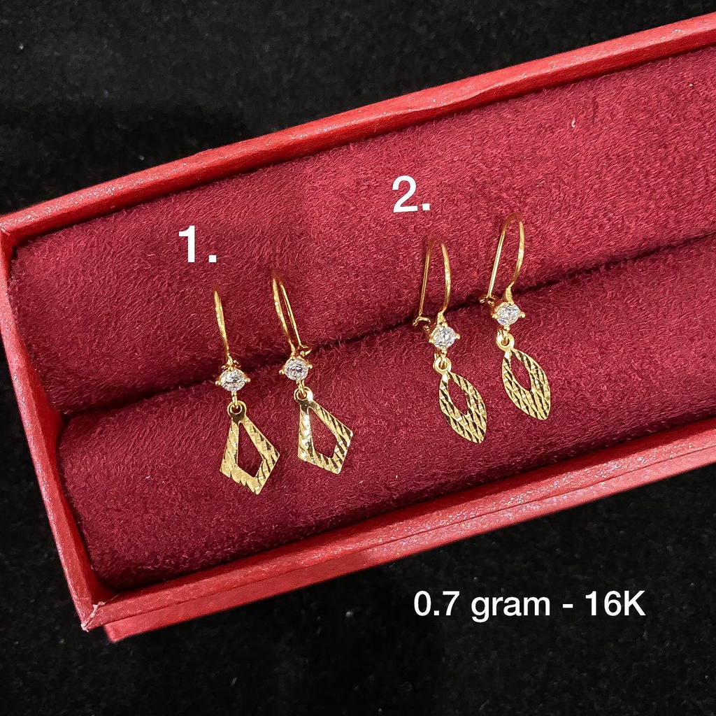 Anting desi anak dan dewasa emas asli kadar 700 70 16k bunga bintang kupu2 smiley gantung kerabu giwang drop ringan