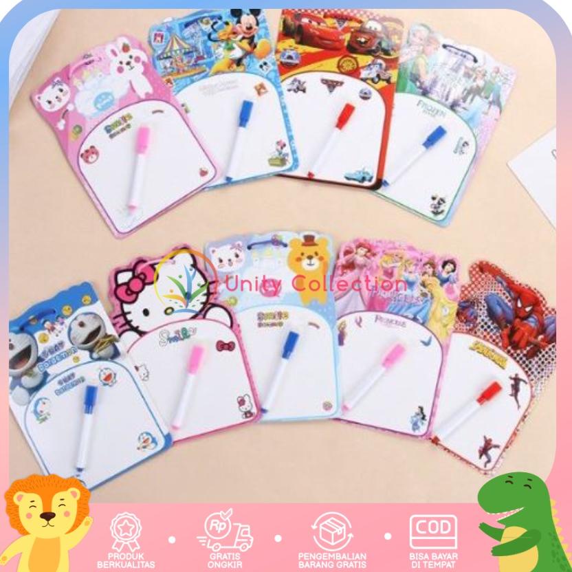 

V24 Mainan Edukasi Anak Papan Tulis Spidol Anak Motif Karakter Kartu HOT ❂