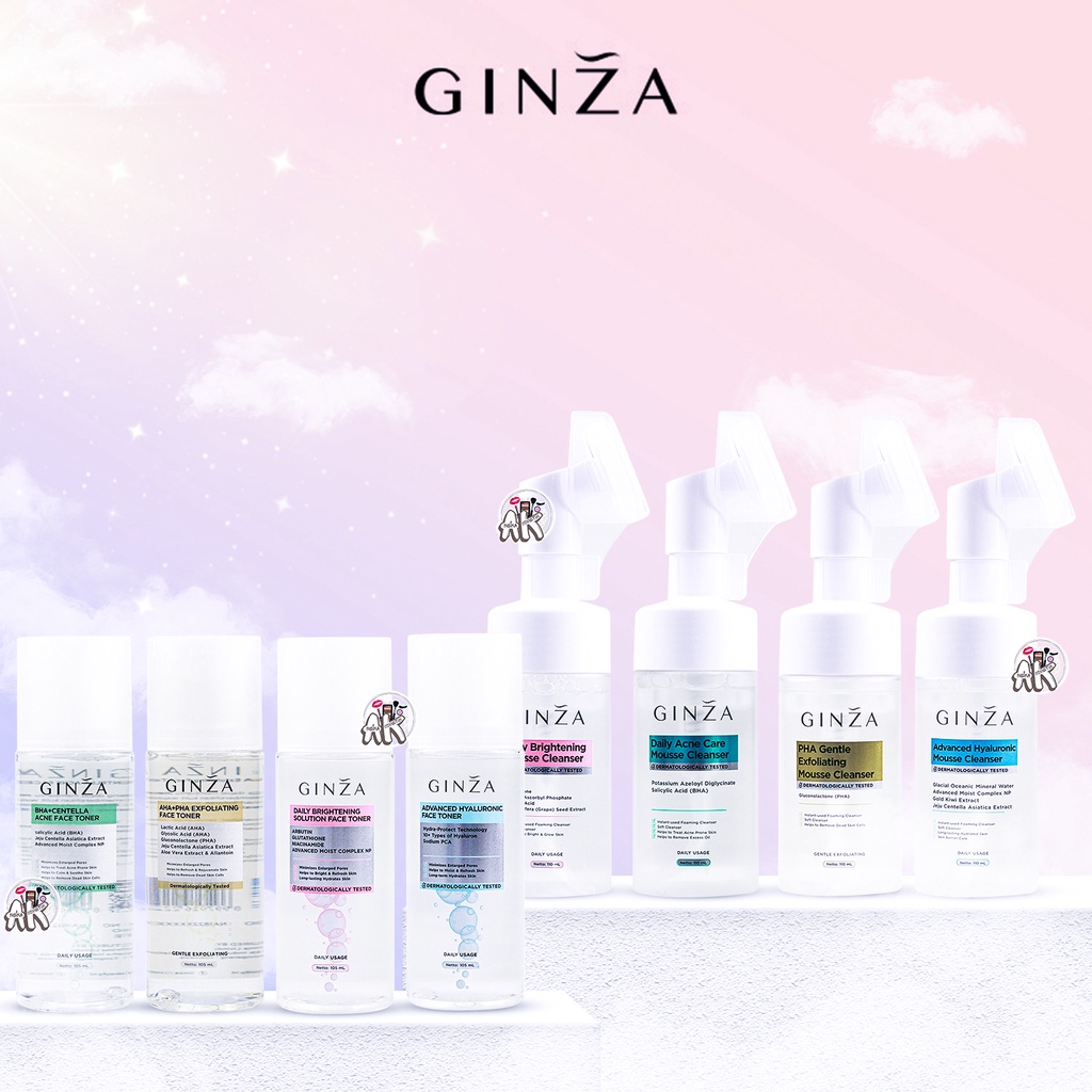 GINZA DAILY SKINCARE SERIES ( FACE TONER / MOUSSE CLEANSER )