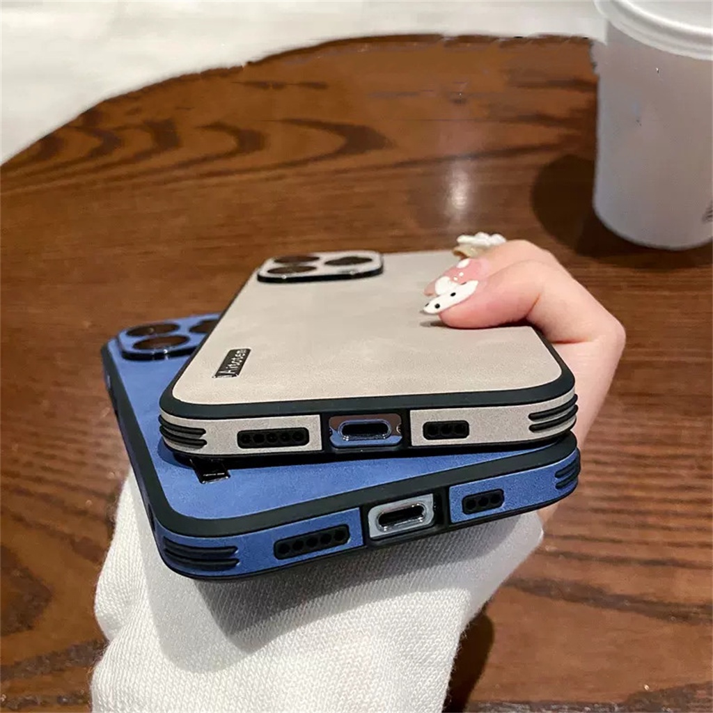 Casing Kulit Premium iPhone 14 Pro Max Case14 Plus 13 12 Pro Max Pelindung Kamera lens Case14 Promax Sepenuhnya Tertutup shock protection hard back cover