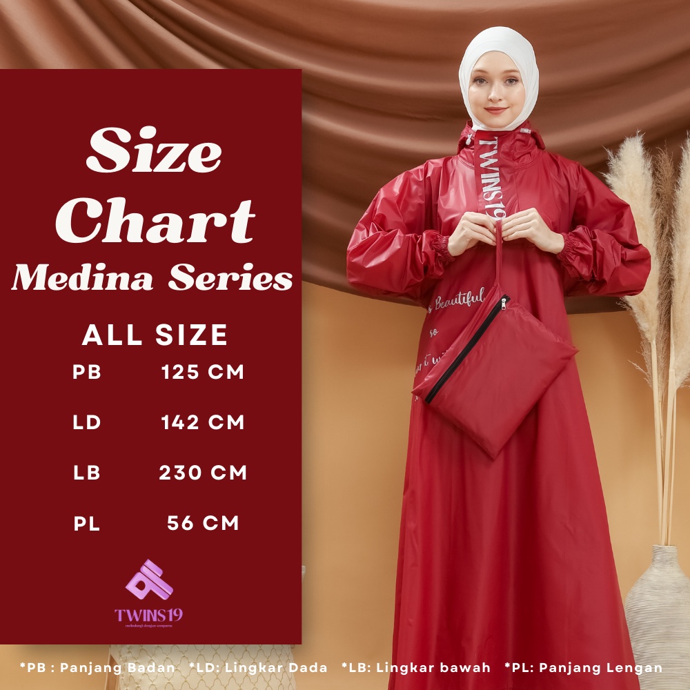 Jas Hujan Wanita Muslimah Jas Hujan Hijab Syar'i Jas Hujan Jumbo Bahan PVC Anti Rembes MEDINA SERIES By TWINS19