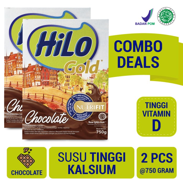 

[ COD ] Twin Pack: HiLo Gold Chocolate 750gr - Susu Tinggi Kalsium