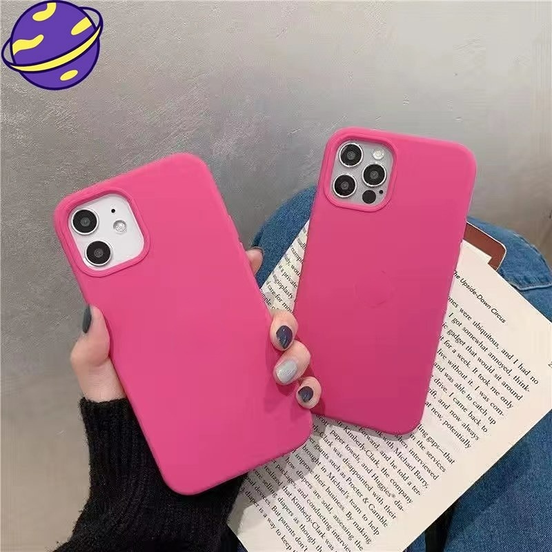 IPHONE Dengan Lo-go Blackcurrant Casing Ponsel Silikon Untuk Iphone14 12 13 11 Pro X/xs Max Anti Jatuh Lembut Penutup Belakang Xr 14Plus Casing