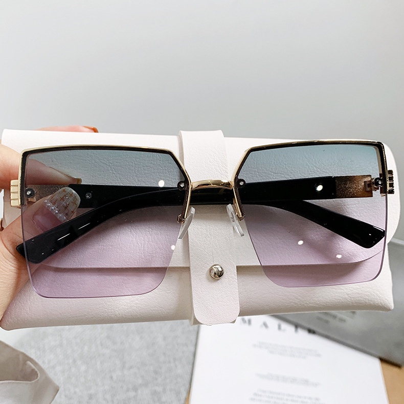 Square Large Frame Sunglasses Kacamata Fashion Wanita Progresif Warna Shades