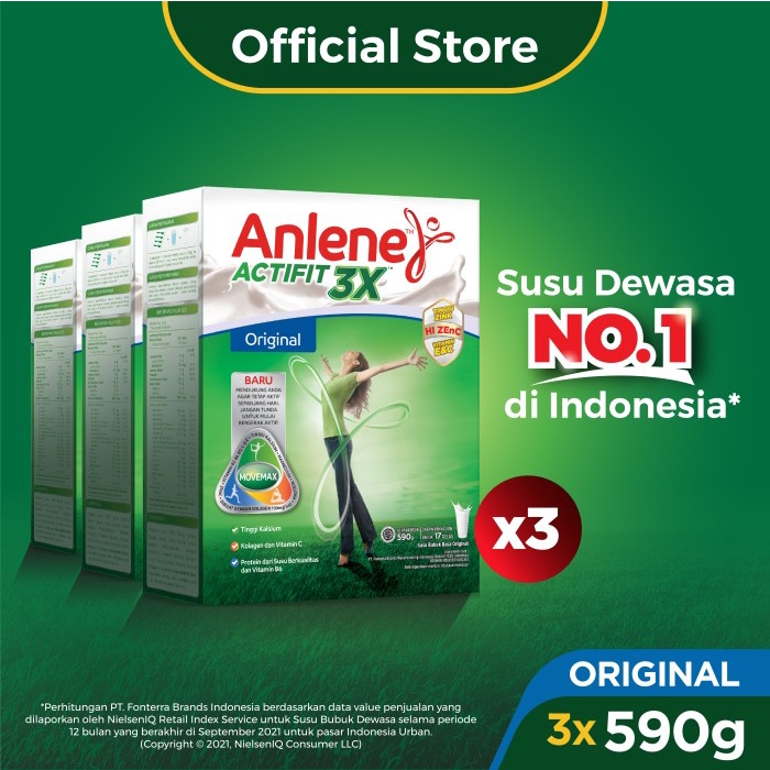 

[ COD ] Anlene Actifit 3X Susu Bubuk Original 3 x 590g-Tulang,Sendi,Otot