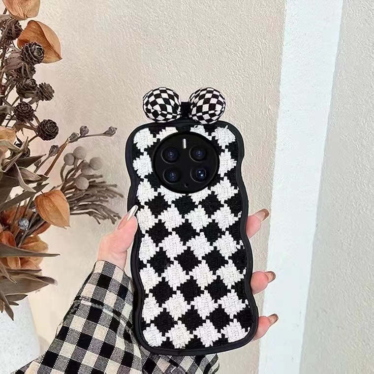 Houndstooth Black Soft Case iPhone 7 8 Plus XR XS Max 11 12 13 14 Pro Max 14 Plus Phone Case Fashion Women Casing hp iphone cassing