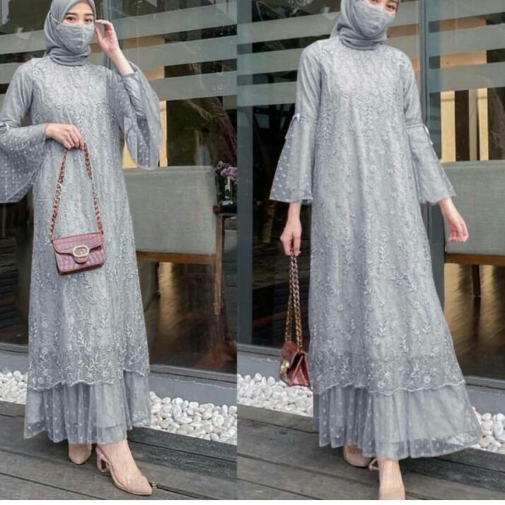 ( BISA COD ) ISG√MAXI GELA SIZE M-L-XL-XXL JUMBO/DRESS WANITA TILE ONDE POLKADOT/BROKAT TILE MUTIARA