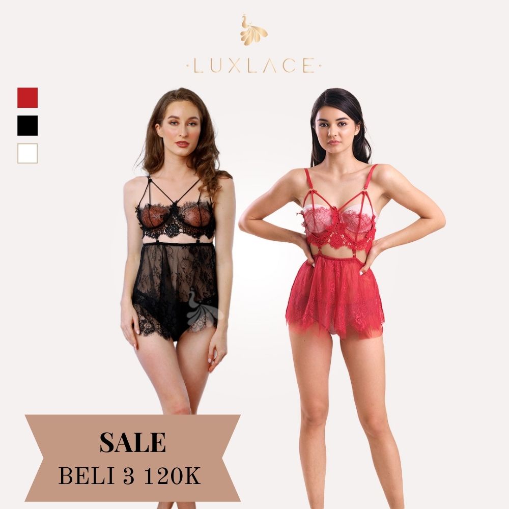 LUXLACE WEAR BRIELLE Premium Sexy Lingerie Cosplay Bahan Renda Halus Baju Tidur Wanita Dewasa Transp
