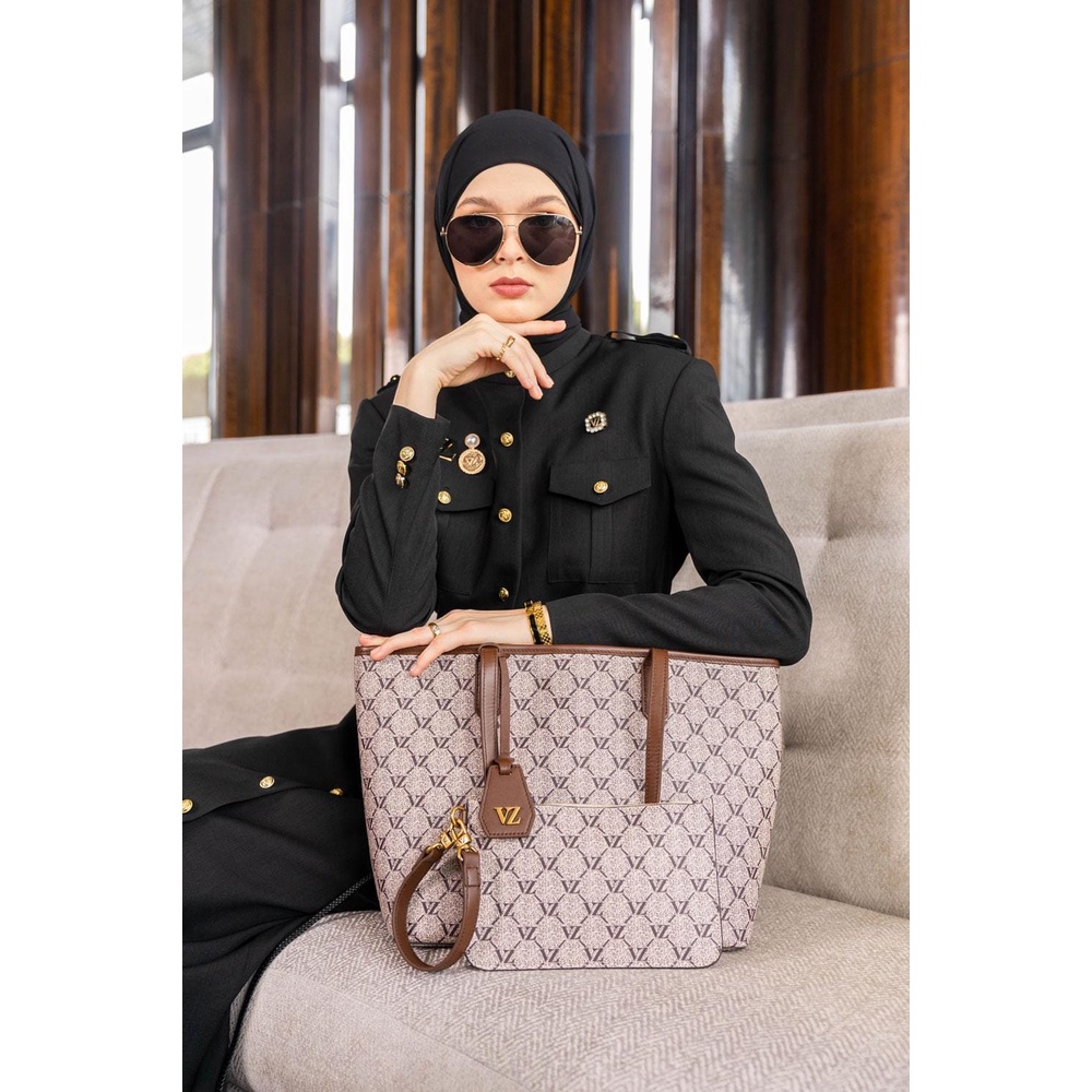 VZ TOTE BAG MONOGRAM PRINTED LEATHER - VIVI ZUBEDI