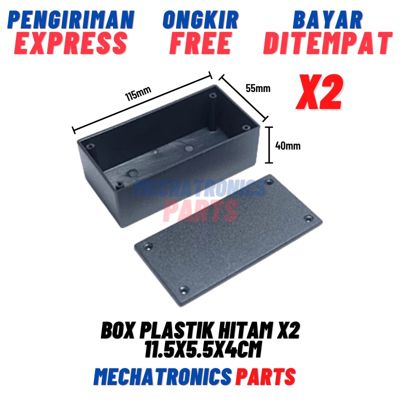 BOX ELEKTRONIK X2 KOTAK RANGKAIAN ARDUINO 11.5x5.5x4CM CASING BLACK BOX