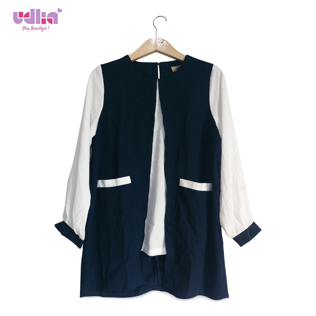 Udlia Tunik Atasan 2 Layer Navy Kombinasi BW