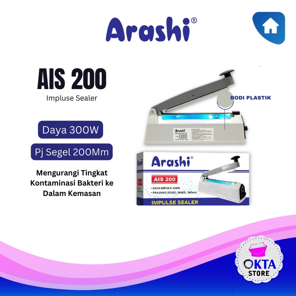 Arashi Impulse Sealer AIS 200 20cm Alat Perekat Press Plastik AIS200