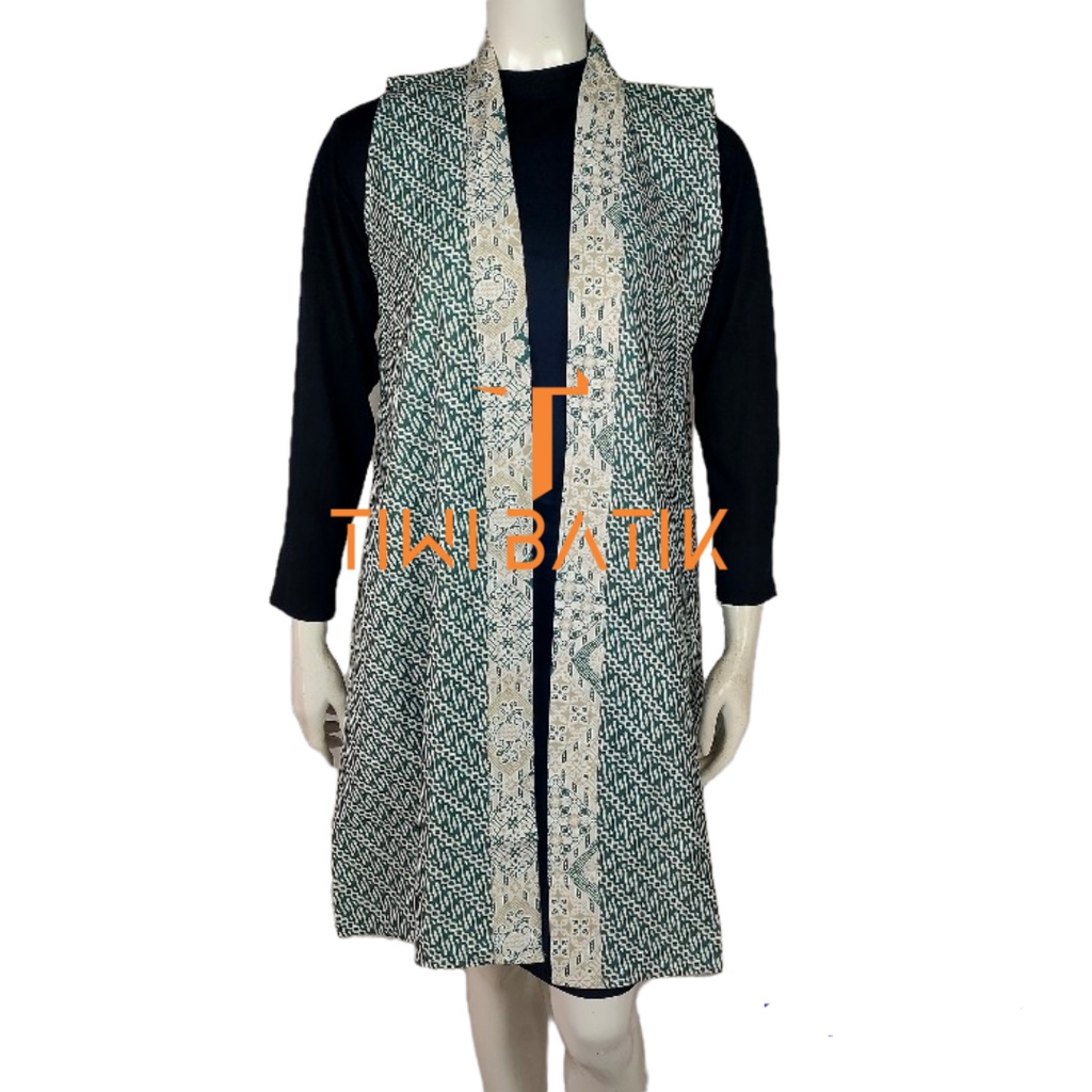 Vest Outer Batik Polos Tanpa Lengan