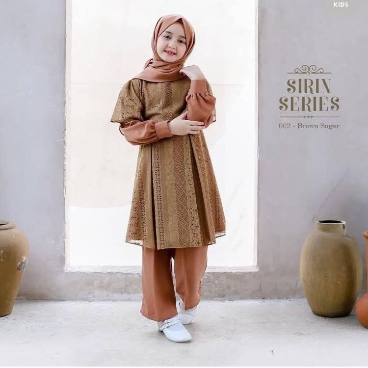 New Stock TREND Shirin Set Kids Setelan Muslim Anak Umur 5 6 7 8  Tahun Stelan Brukat Malika Atasan 