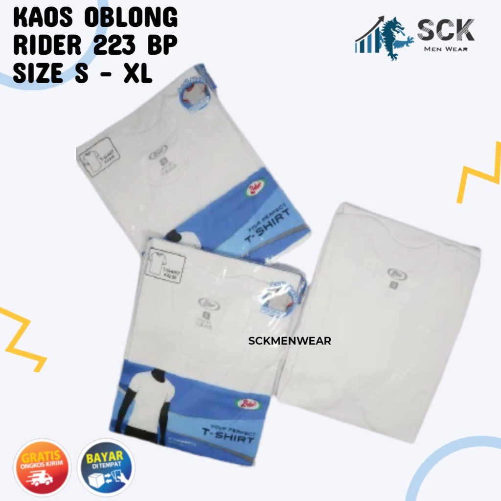 Kaos Blong RIDER 223 PUTIH BP Polos / T-Shirt Pria PUTIH POLOS HALUS / Oblong R223BP - sckmenwear GROSIR