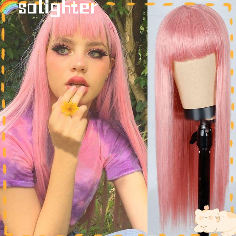 Solighter Wig Wanita Hot Rambut Tebal Pakaian Wanita High Temperature Line Long Hair