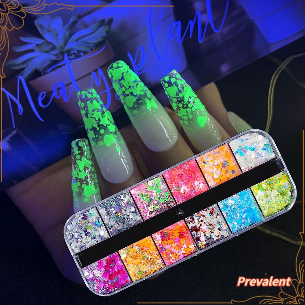 Preva Nail Art Sequin DIY Manicure Neon Kuku Glitter Flakes Glow in the Dark Kupu-Kupu