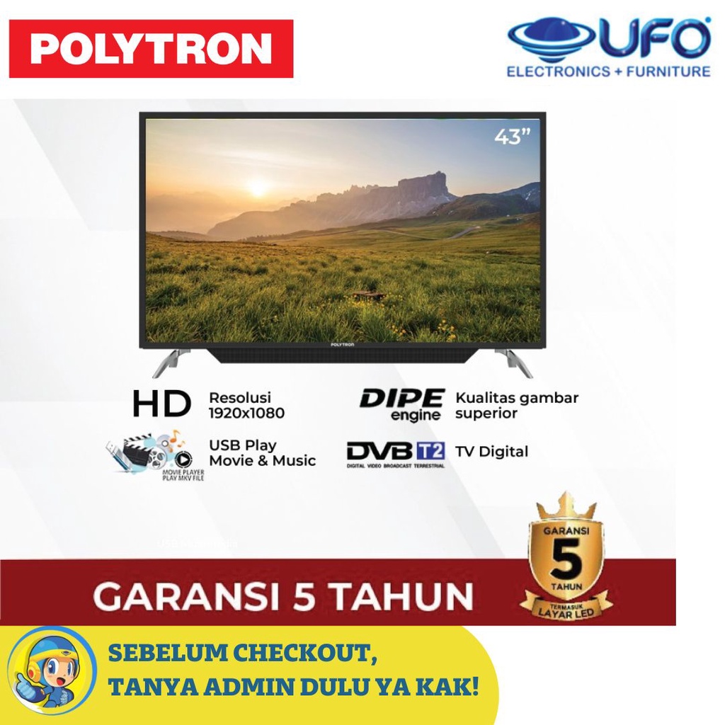 POLYTRON PLD43V1553 LED TV DIGITAL TV 43"