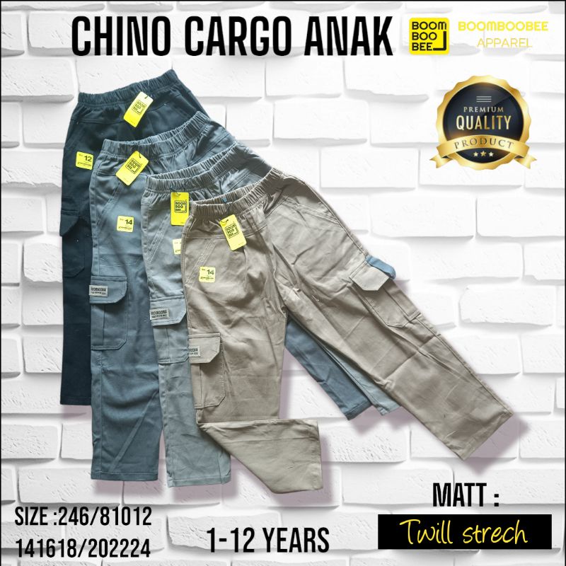 (COD)CELANA CHINO CARGO PANJANG ANAK BOOMBOOBEEE 1-12TH/TWILL STRECH COMBED