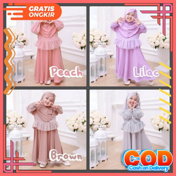 Abhimaya Syar'I Gamis Anak Perempuan Terbaru 2022 Elegan Gamis Anak Kekinian Viral Gamis Modern Leba